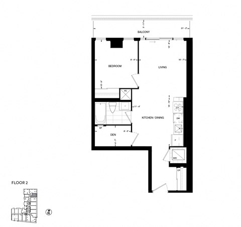 a floor plan of a 1 bedroom floor plan
